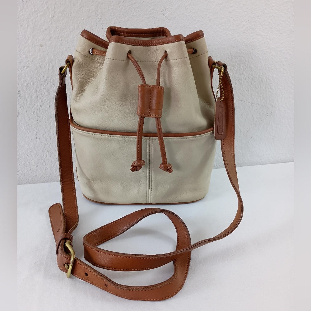 Vntg Coach Bone Drawstring Spectator Bag 0520 122